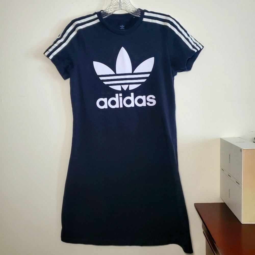 Adidas Adicolor Girls Dress Black White Size 13-14 Large
